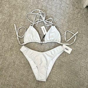 NWT MONTCE SWIM “PEARL” BATHING SUIT- SOLO TOP LULU ZIGZAG BOTTOM